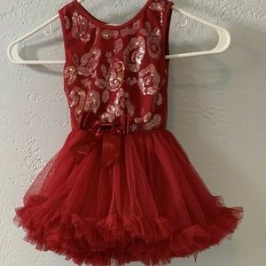 Popatu Toddler Ruffle Tutu Dress Red Shimmer